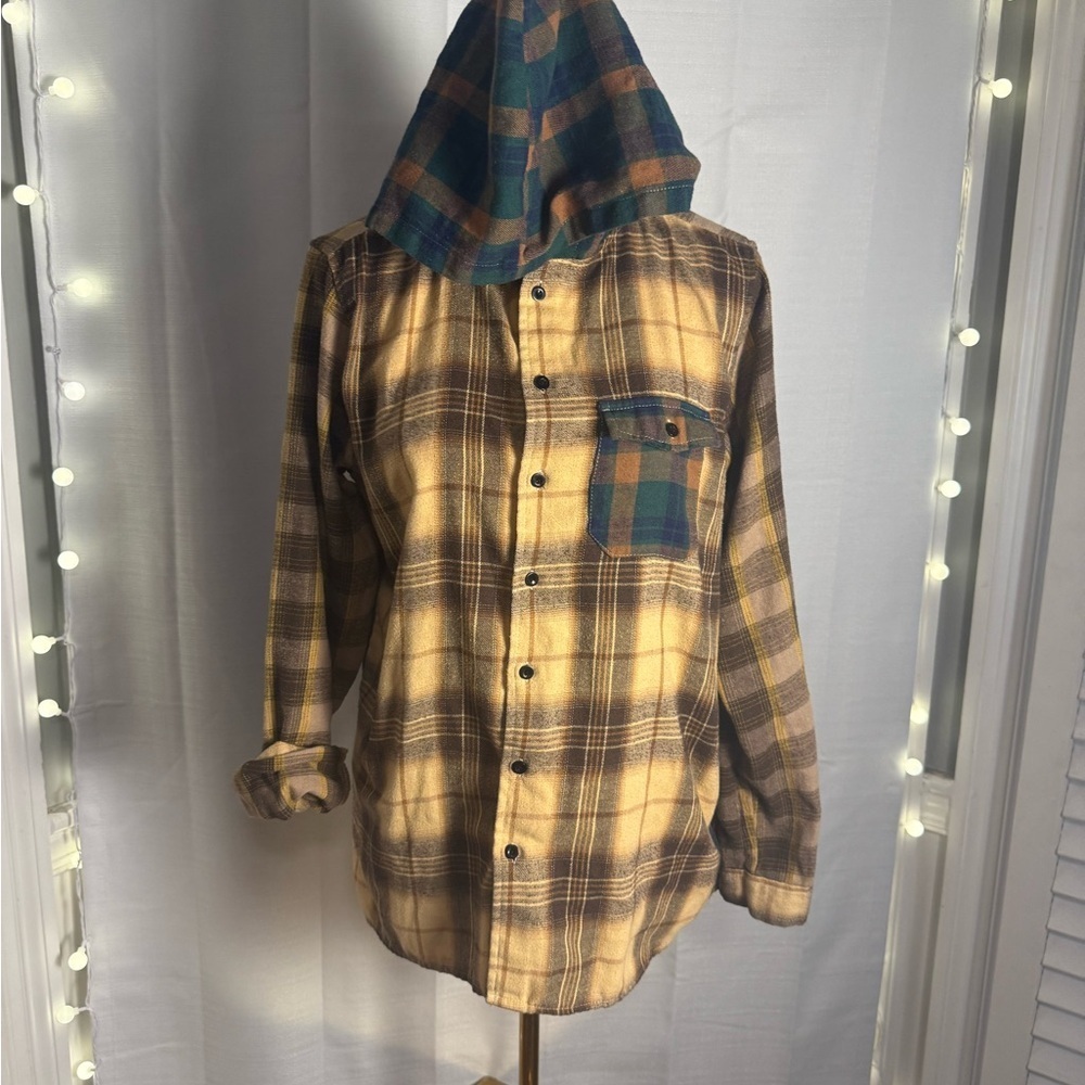 Reason Casual Button Down Shirt Brown and Blue Medium